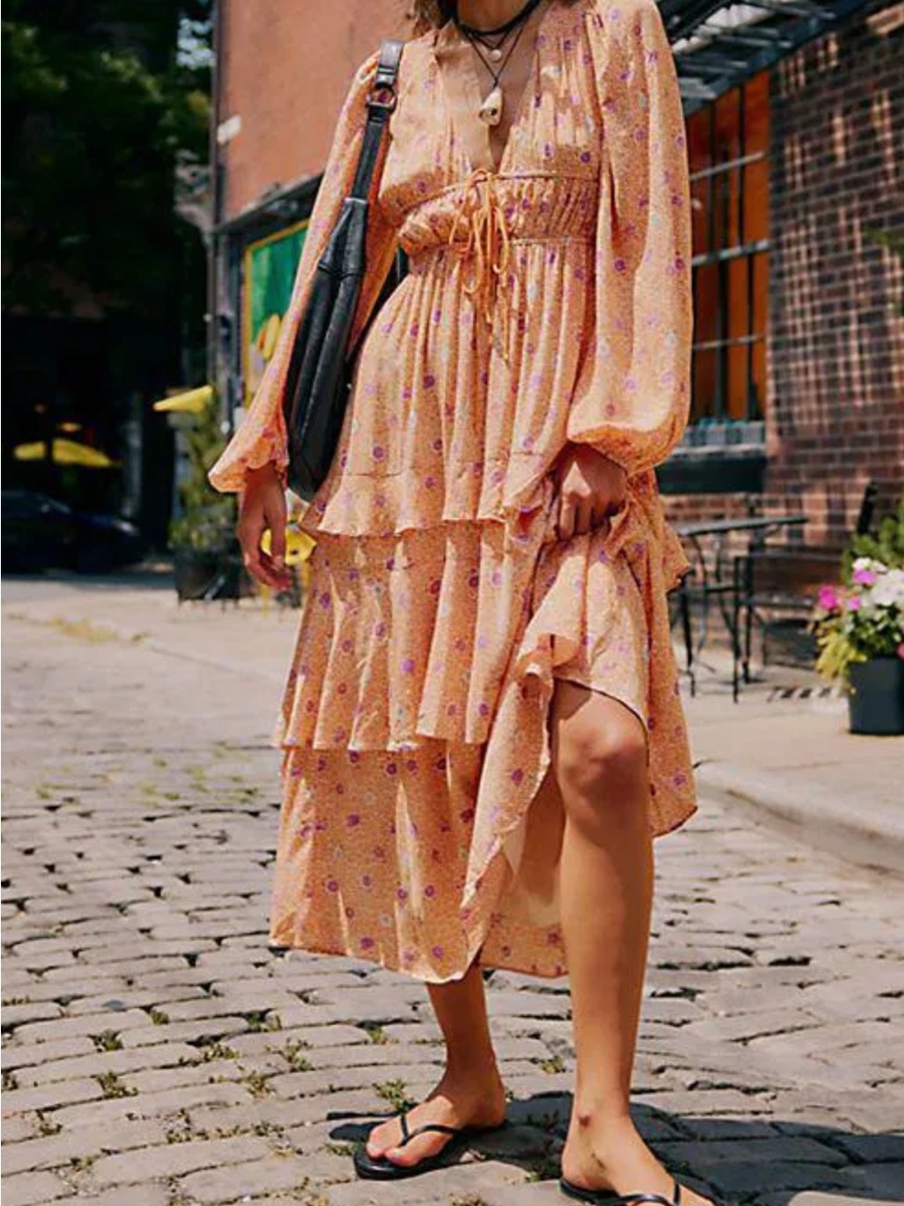 Free People Tried & True Yellow Floral High-Low Maxi Dress - Picture 3 of 6